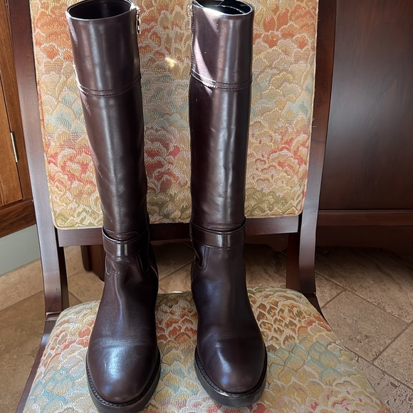 Coach Eva Riding Boot Chestnut Leather Size 10M Regular Calf - Picture 2 of 8